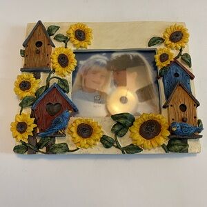 Figi Birdhouse Sunflower Picture Frame 3.5"x5" Stand Up Desktop Country Chic 3D